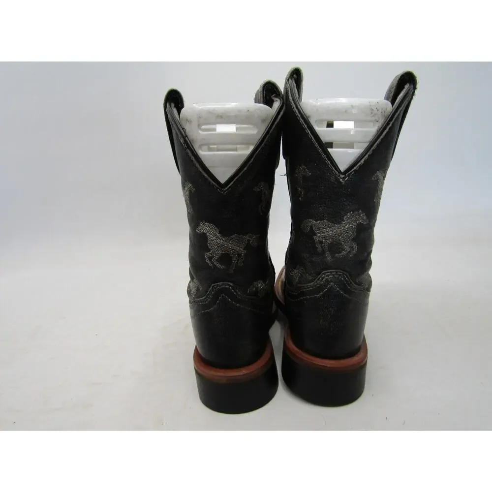 Smoky Mountain Little Kids Youth Size 10 R Black Western Cowboy Boots